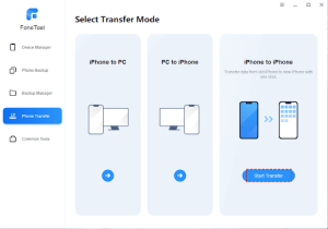 Navigate to Phone Transfer, then proceed to iPhone to iPhone > Kick off the transfer process by clicking Start Transfer